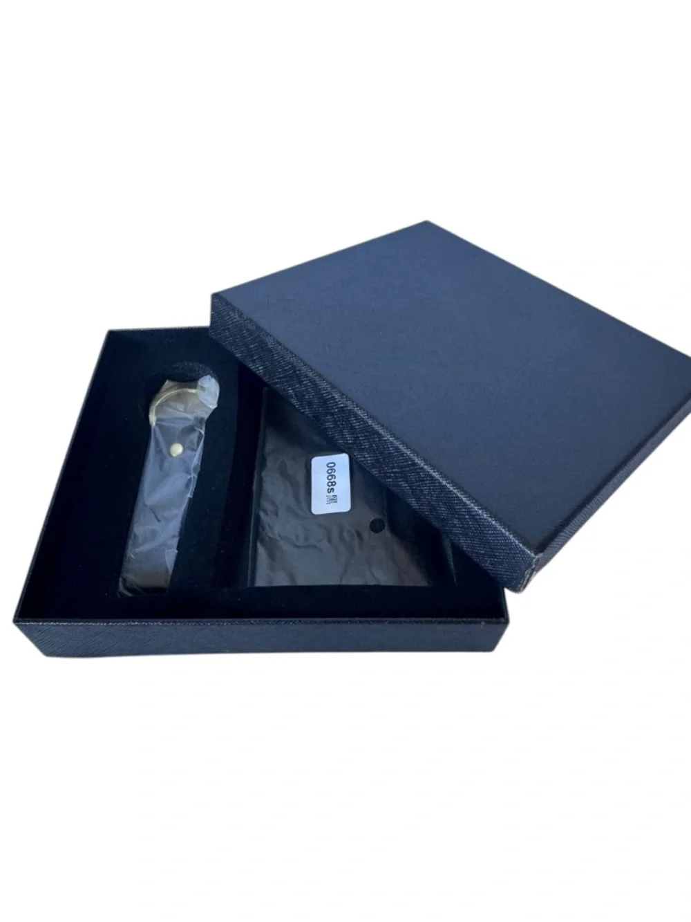 Slim Card Wallet with Matching Keyring Set - Black and Gold